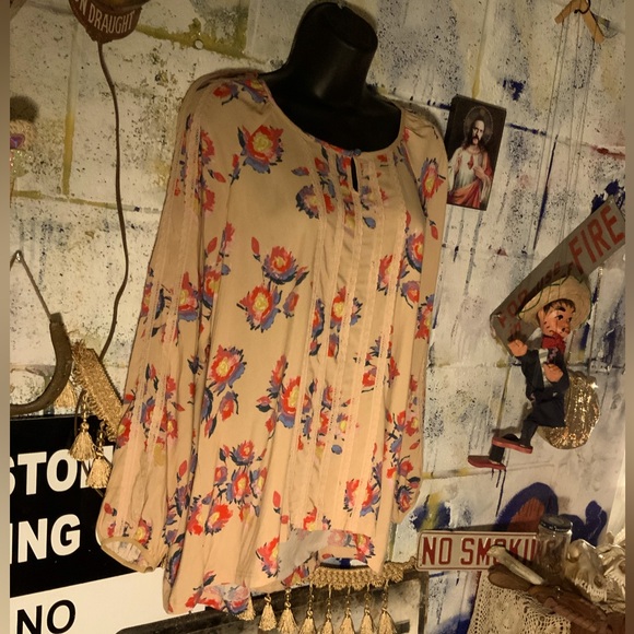 Matilda Jane Floral Tunic size large boho shirt blouse long sleeve feminine - Picture 2 of 4